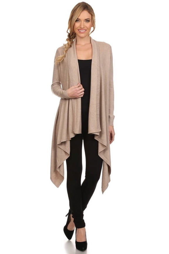 Women's Knit Casual Solid Open Cardigan Sweater