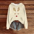 thumbnail image 1 of Women's Knit Christmas Deer Printed Hooded Sweatshirt, Cute Long Sleeve Pullover Hoodie, Fall Winter Fashion Casual Top,Beige,L, 1 of 5