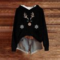 thumbnail image 1 of Women's Knit Christmas Deer Printed Hooded Sweatshirt, Cute Long Sleeve Pullover Hoodie, Fall Winter Fashion Casual Top,Black,S, 1 of 5