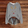 thumbnail image 1 of Women's Knit Christmas Deer Printed Hooded Sweatshirt, Cute Long Sleeve Pullover Hoodie, Fall Winter Fashion Casual Top,Gray,2XL, 1 of 5