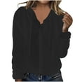 thumbnail image 1 of Women's Knit Cotton Hoodies Button Cardigan Hooded Sweaters Tops Drawstring Open Front Jacket Coats, 1 of 6