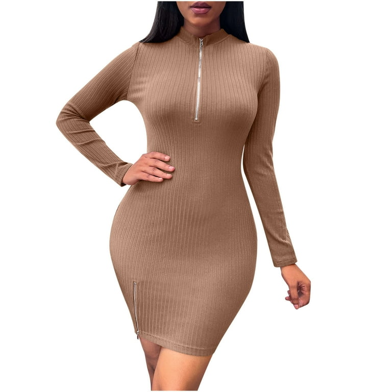New V-neck Long Sleeved Split Knit Dress New V-neck Long Sleeved Split Knit Dress