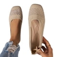 thumbnail image 1 of Women’s Knit Elastic Square Toe Ballet Flats, Breathable Slip On Shoes, Lightweight Footwear, Casual & Office Summer Everyday Wear, 38, 1 of 8