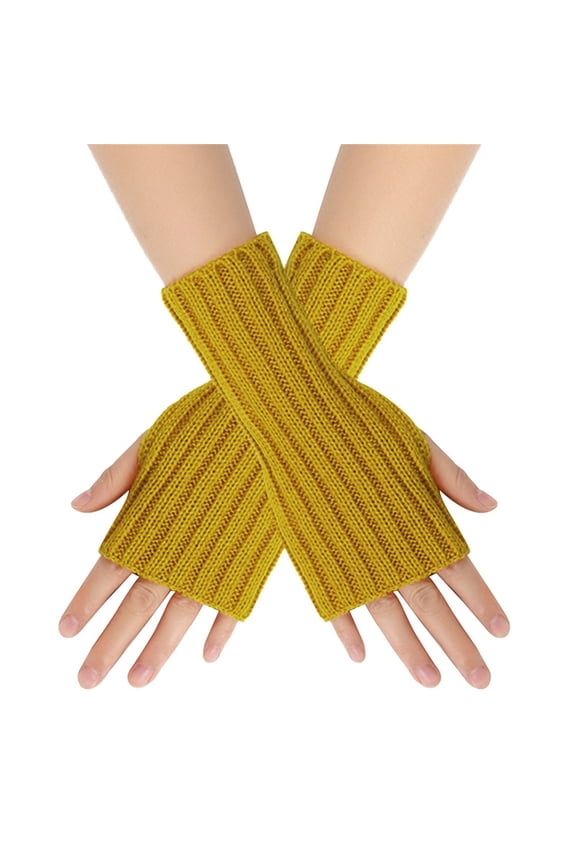 Women's Knit Fingerless Arm Gloves, Striped Pattern Sleeve Warmers, Cold Weather Arm Warmers, Thermal Half Finger Gloves, Stretchable Wrist to Elbow Warmth Covers B