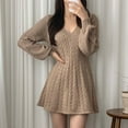 thumbnail image 1 of DailyTrove Women's Knit Fit & Flare Dress, Long Sleeve, Casual Lounge & Weekend Wear, Soft Wool Blend, Relaxed Fit, Plus Size Friendly, 1 of 6