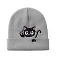thumbnail image 1 of Women's Knit Hat Cat Embroidered Cute Winter Basic Slouchy Beanie Cap, 1 of 3
