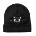 thumbnail image 1 of Women's Knit Hat Cat Embroidered Cute Winter Basic Slouchy Beanie Cap, 1 of 5