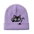 thumbnail image 1 of Women's Knit Hat Cat Embroidered Cute Winter Basic Slouchy Beanie Cap, 1 of 5