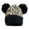 thumbnail image 1 of Women's Knit Hat Winter Leopard Warm Hat Print Fashion Pompom Ball Hat Warm Knit Beanie, Beige Leopard / 2 Black Pom Pom, 1 of 6