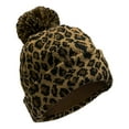 thumbnail image 1 of Women's Knit Hat Winter Leopard Warm Hat Print Fashion Pompom Ball Hat Warm Knit Beanie, Brown, 1 of 8