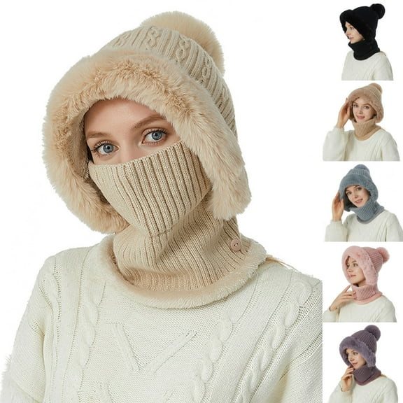 Women's Knit Hat and Neck Warmer Set Versatile Winter Wear with Ear Coverage