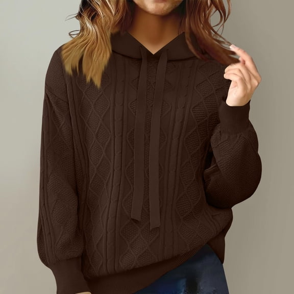 Women's Knit Hoodie Sweater, Lazy Loose Fit with Slim Contour, Comfortable Pullover for Casual Style, Hooded Design for Extra Warmth and Protection