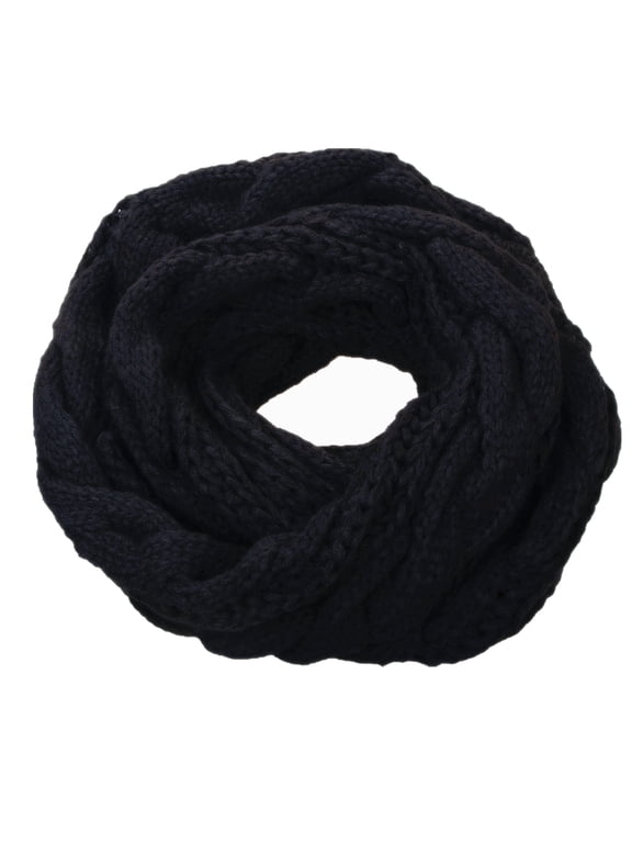 Women's Knit Infinity Scarf Soft Warm Wrap Twist Black