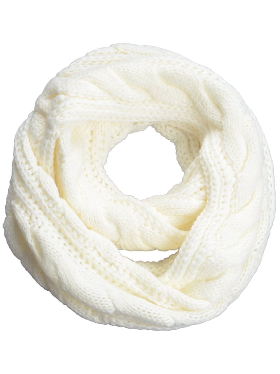 Women's Knit Infinity Scarf Soft Warm Wrap Twist Cream White
