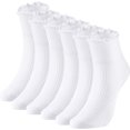 thumbnail image 1 of Women's Knit Lace Ruffle Socks Solid Color Casual Socks 6 Pair, 1 of 7