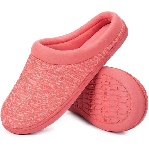 Women's Knit Memory Foam Slippers Warm Soft House Shoes with Anti-slip Sole