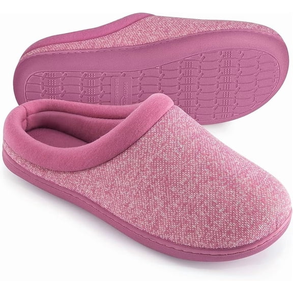 Women's Knit Memory Foam Slippers Warm Soft House Shoes with Anti-slip Sole