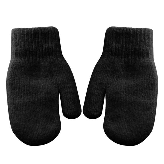 Women's Knit Mittens, Stretchy Soft Thickened Winter Gloves for Cold Weather, Solid Color Thermal Riding Gloves for Autumn and Winter, 23cm Long Cute Acrylic Mittens for Outdoor Activities Black
