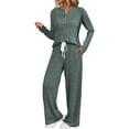 thumbnail image 1 of Women‘s Knit Pajama Set Long Sleeve Soft Sleepwear Loungewear Comfy Pjs Set for Women, 1 of 5