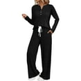 thumbnail image 1 of Women‘s Knit Pajama Set Long Sleeve Soft Sleepwear Loungewear Comfy Pjs Set for Women, 1 of 5