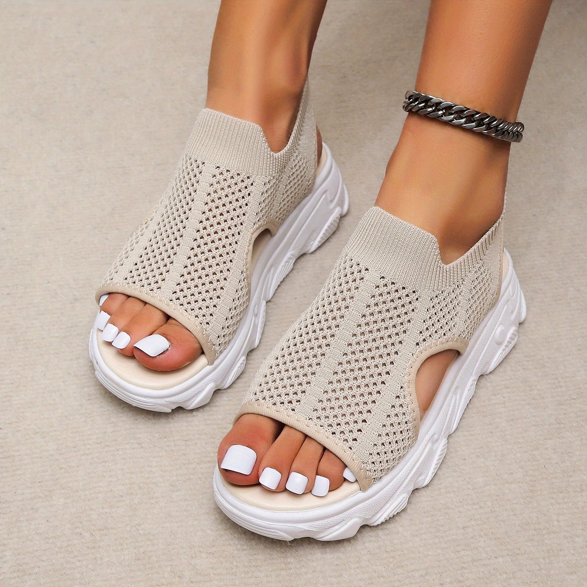 knit platform sandals