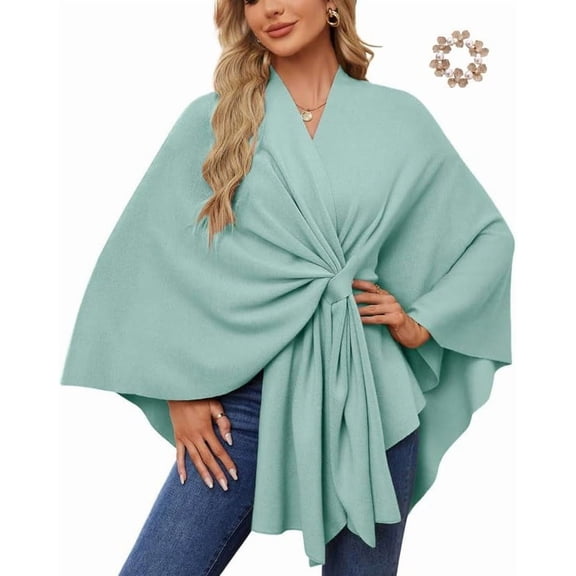 Women's Knit Poncho - Elegant Shawl Wrap Sweater