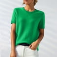 thumbnail image 1 of Women's Knit Short Sleeve Solid Color Top Comfortable Stretch Tee Casual Work Going Out Blouse Versatile Wear, 1 of 5