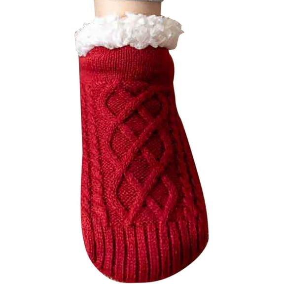 Women's Knit Slipper Socks Warm Lined,Cozy Christmas Warm Winter Soft Thick Comfy Wool Home Socks