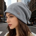 thumbnail image 1 of Women's Knit Slouchy Beanie, Winter Warm Thickened Soft Hat, Oversized Cozy Loose Cap for Cold Weather, One Size Fits All Stretchy Slouch Cap Grey, 1 of 6