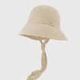 thumbnail image 1 of Women's Knit Straw Bucket Hat with Chin Strap - Beige, 1 of 5
