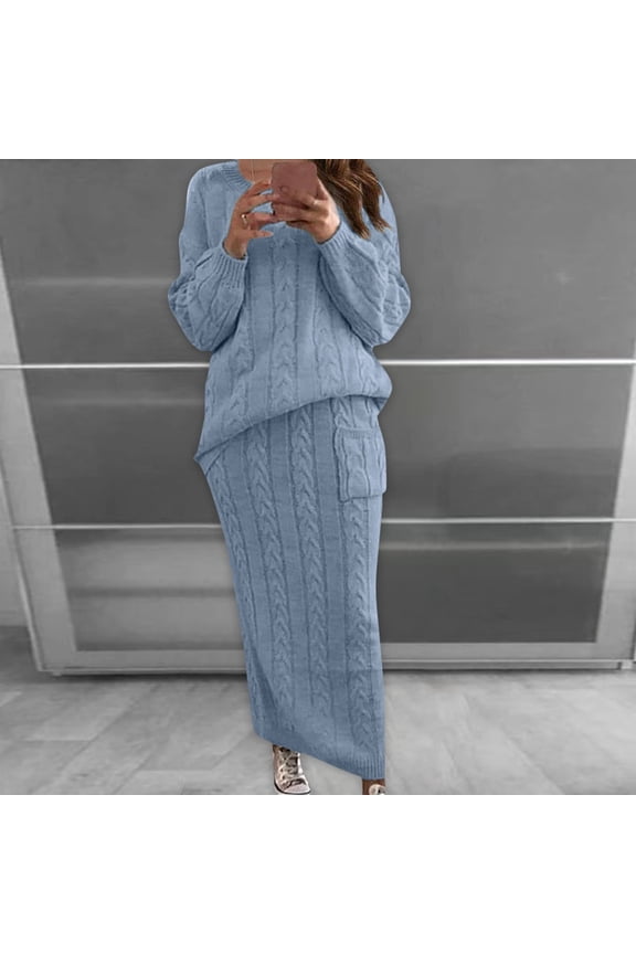 Women's Knit Sweater Set In Moth Fabric Warm And Cozy For Autumn And Winter Sequin Gown Women Women plus Long Dress Long Dress with Slit Formal Work Skirts for Women Knee Length Evening Gown Petite