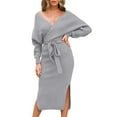 thumbnail image 1 of Women's Knit Sweater V Neck Wrap Knit Dresses Batwing Sleeve Sweater Dresses V Neck Dresses for Women Casual Summer Dressed Woman Casual Dresses for Women Summer Maxi Dresses Summer Sleeveless Casual, 1 of 8