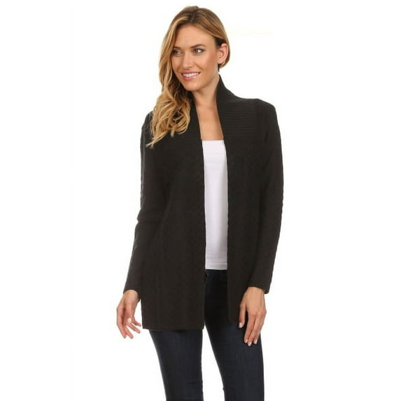 Women's Knit Textured Open Draped Cardigan Sweater