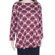 Womens Knit Top Plus Shulder Button Printed 2X