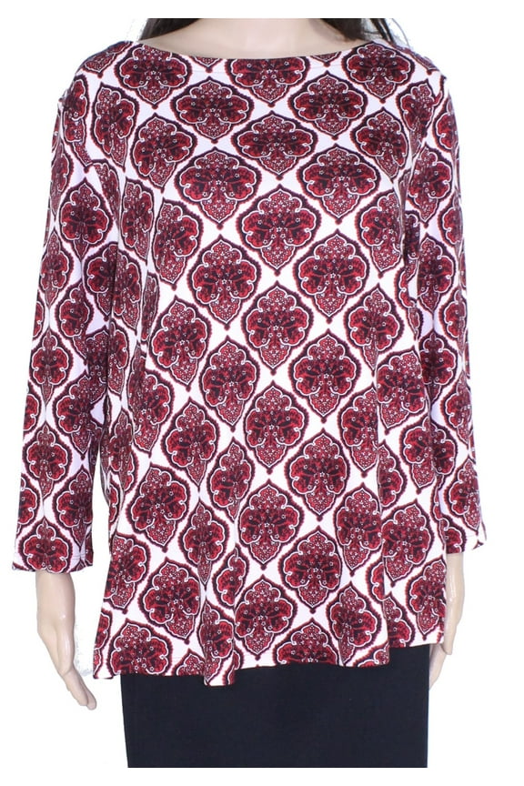 Women's Knit Top Plus Shulder Button Printed 2X