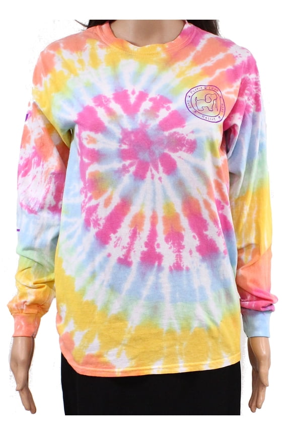Women's Knit Top Yellow Medium Rainbow Tie-Dye $32 M
