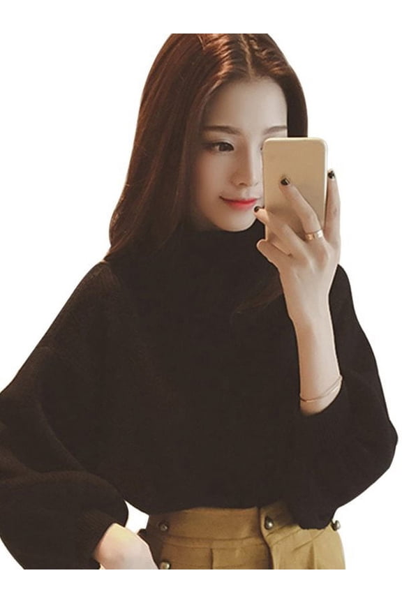 Women's Knit Turtleneck Long Sleeve Oversize Chunky Pullover Sweater Outerwear