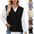 thumbnail image 1 of Women's Slim Fit V-Neck Sleeveless Knit Vest Top Sweater Tank, Solid Color Casual Daily Wear Business Office Outfits Fashion Essential Gift for Women | CSEONE,Beige XL, 1 of 9