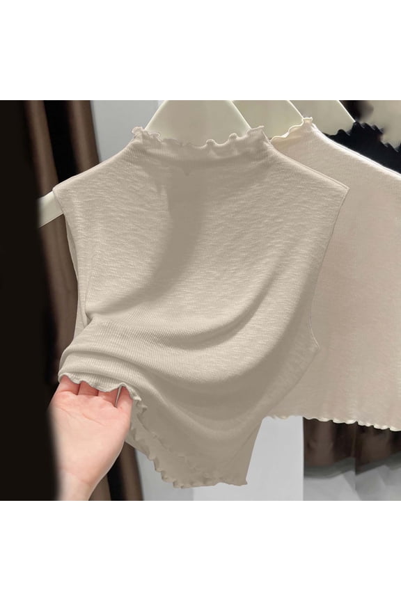 Women's Knit Versatile Neck Sleeveless Top Autumn Winter Casual Layering Tank Half Shirt Womens Half Shirt Colla Detachable Half Blouse Detachable Colla Shirts Women plus Size Turtleneck Shirt under