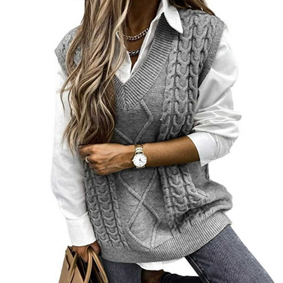 Women's Knit Vest Sweater V Neck Sleeveless Cardigan Pullover Top For Casual Wear Womens Knitted Sweater Long Vest Sweater Plaid Sweater for Women Sweater Vest Sweater Vest Ladies Ladies Sweater Vest