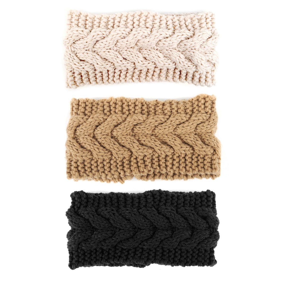 Women\'s Knitted Headband (Beige/Tan) Handmade Chunky Wool Headband: Warm White Knitted Turban - Etsy main image 4