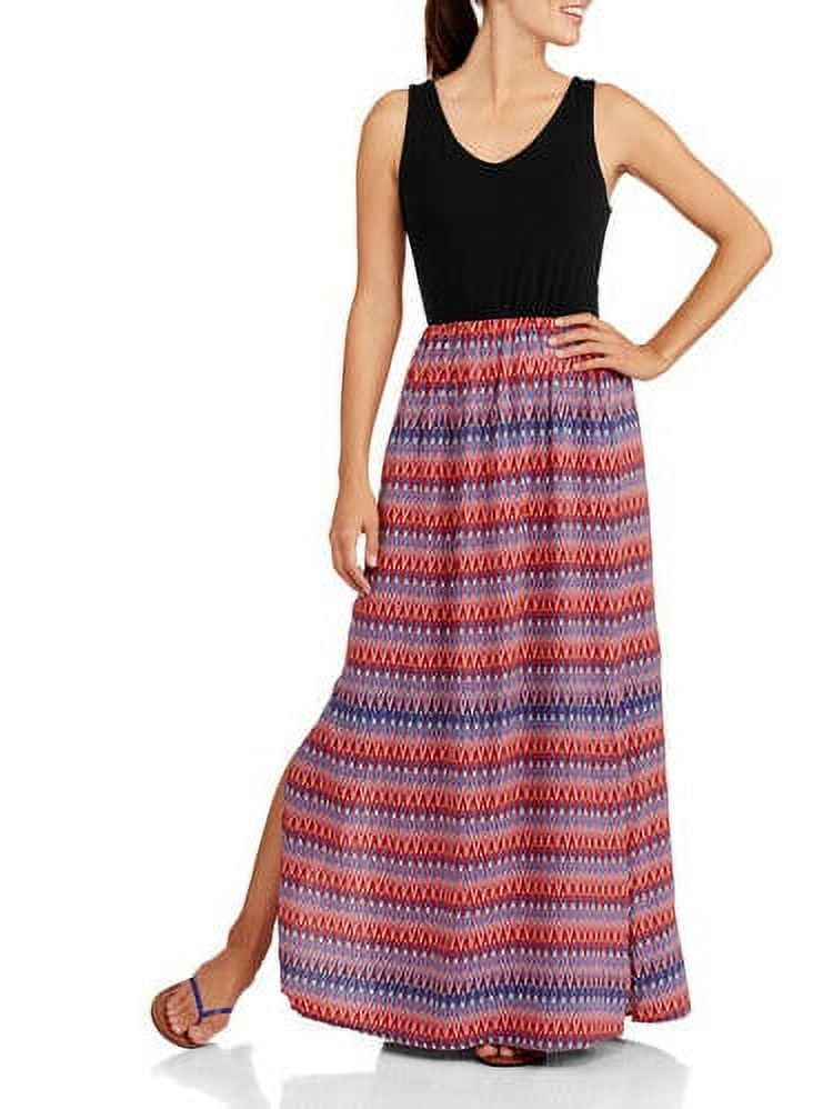 Women's Knit-to-Woven Maxi Dress - Walmart.com