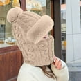 thumbnail image 1 of Women's Knitted Beanie Hat with Face Cover Wind-Resistant Scarfhat Face Mask Hooded Scarf Winter Scarf Mask Set Snow Caps 3 In 1 Balaclava with Mask Scarf Ear Muffs Snow Caps Winter Hat Scarf Mask, 1 of 5