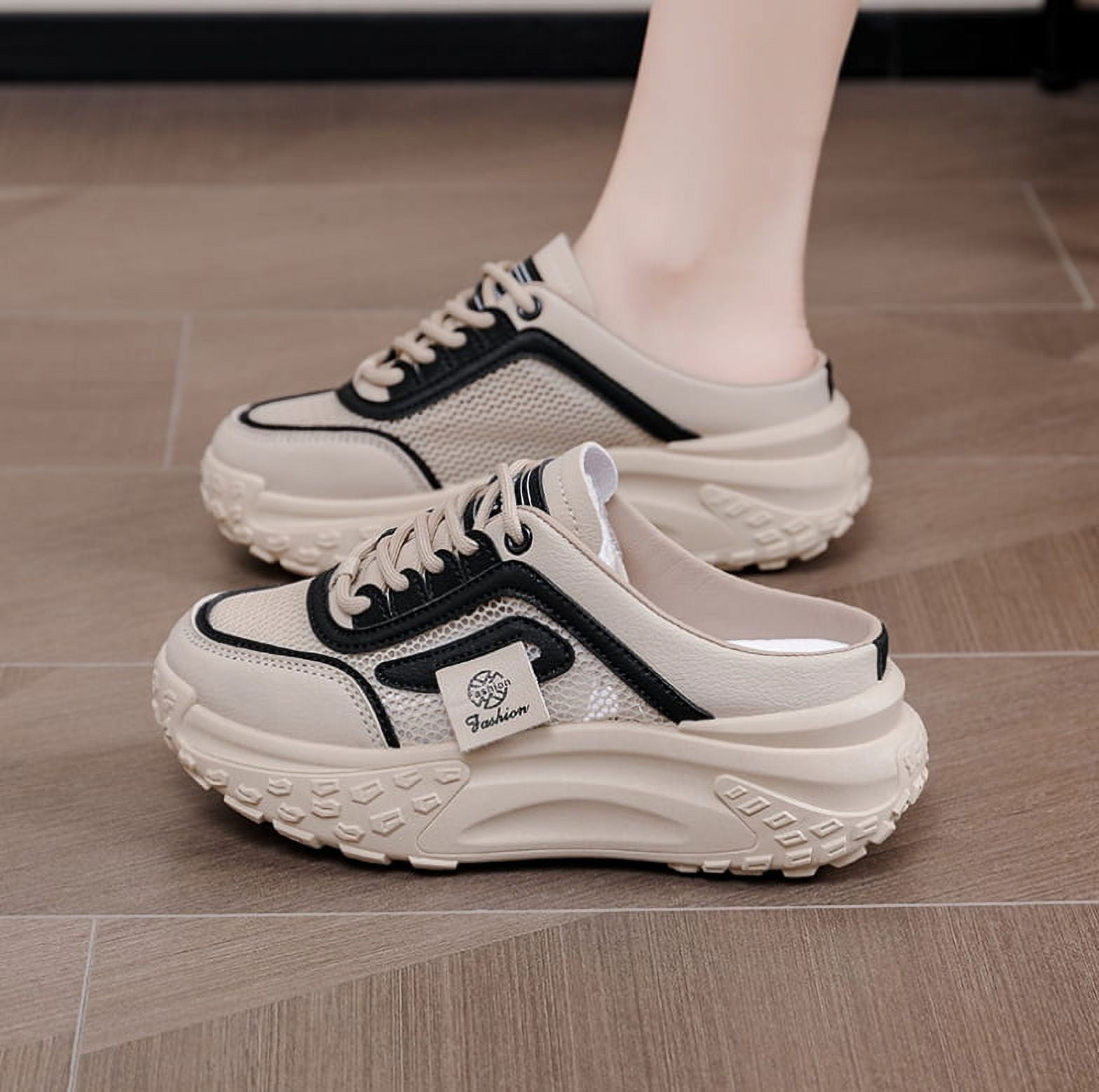 Women's Knitted Breathable Mesh Platform Thick Sole Mule