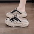 thumbnail image 1 of Women's Knitted Breathable Mesh Platform Thick Sole Mule Sneakers Classic Lace-Up Orthopedic Slip-On Slingback Loafers Slippers Summer Comfortable Casual Walking Shoes, 1 of 8