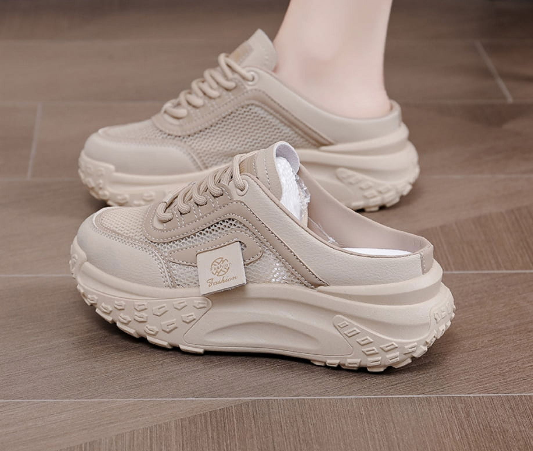 Women's Knitted Breathable Mesh Platform Thick Sole Mule