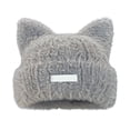 thumbnail image 1 of Women's Knitted Cat Ear Beanie, Winter Warm Fuzzy Skull Cap with Earflaps - Slouchy Plush Ski Hat for Cold Weather, Snow, and Outdoor Activities, 1 of 8