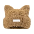 thumbnail image 1 of Women's Knitted Cat Ear Beanie, Winter Warm Fuzzy Skull Cap with Earflaps - Slouchy Plush Ski Hat for Cold Weather, Snow, and Outdoor Activities, 1 of 9