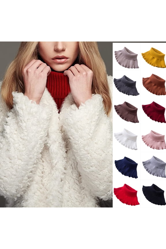 Women's Knitted Detachable Turtleneck Collar Mock Dickey for Girls Layering Sweater Neck Warmer