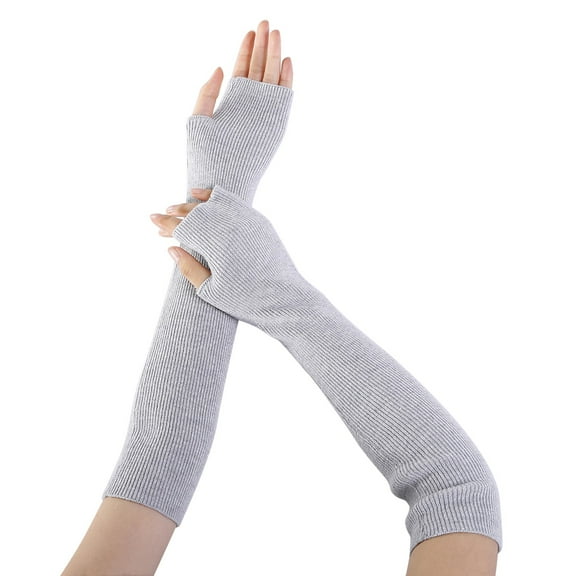 Women's Knitted Fingerless Gloves Arm Warmers Soft Solid Long Sleeve Mitten for Cold Weather Size:One Size
